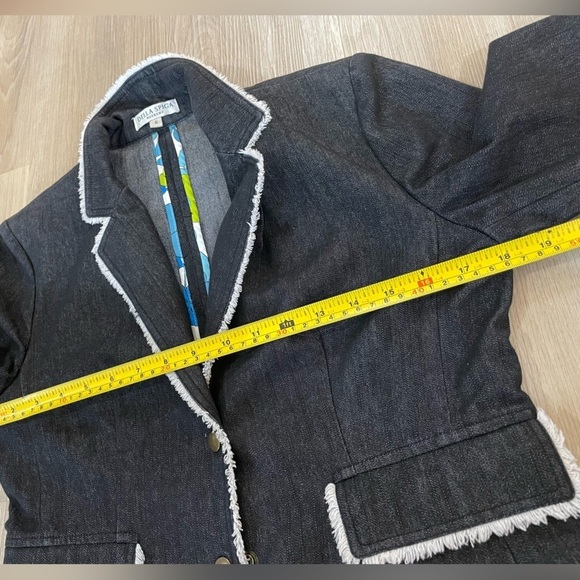 Della Spiga Vintage “weekend” Blazer w patterned accents & white stitch. Size 6 - Picture 11 of 14